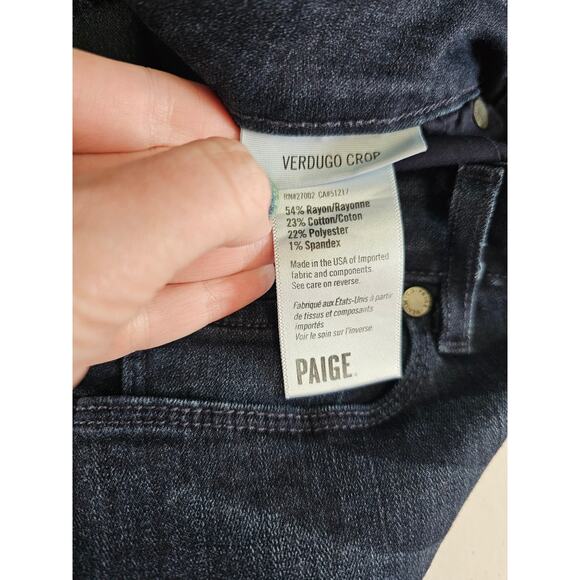 Paige Womens Sz 31 Verdugo Crop Dark Wash Denim Blue Jeans - Picture 5 of 5